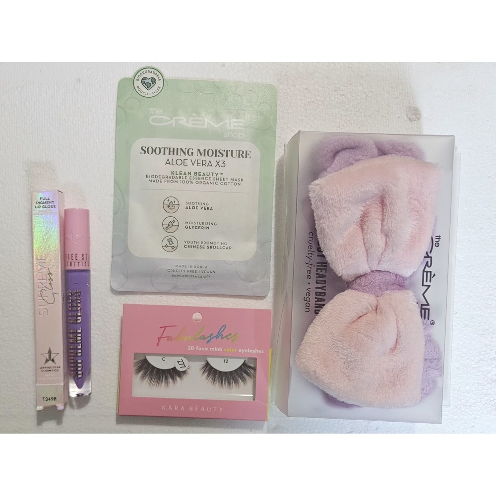 Jeffree Star Supreme Gloss Kara Beauty Lashes Creme Shop Mask & Headband Set